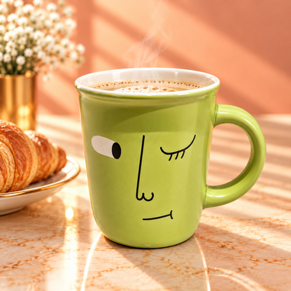 CERAMIC FACE SKETCH COFFEE MUG