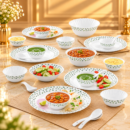 LARAH BOROSIL FLUTED  DINNER SET- 27 PCS