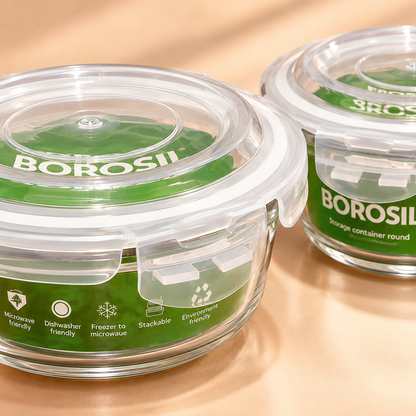 BOROSIL  KLIP-N-STORE X2 (240ML+ 400ML) ROUND