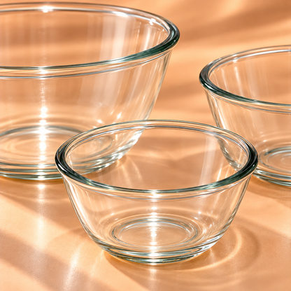 BOROSIL  GLASS BOWLS  X3 (500ML+ 750ML+1 L) ROUND