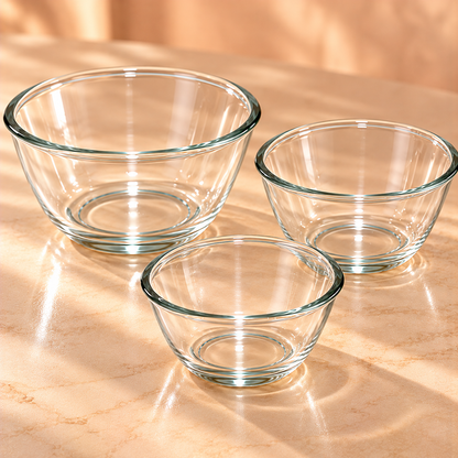 BOROSIL  SQUARE GLASS BOWLS  X3 (500ML+ 780ML+1.1 L)
