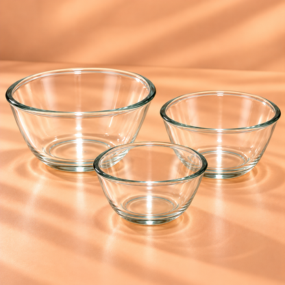 BOROSIL  SQUARE GLASS BOWLS  X3 (500ML+ 780ML+1.1 L)