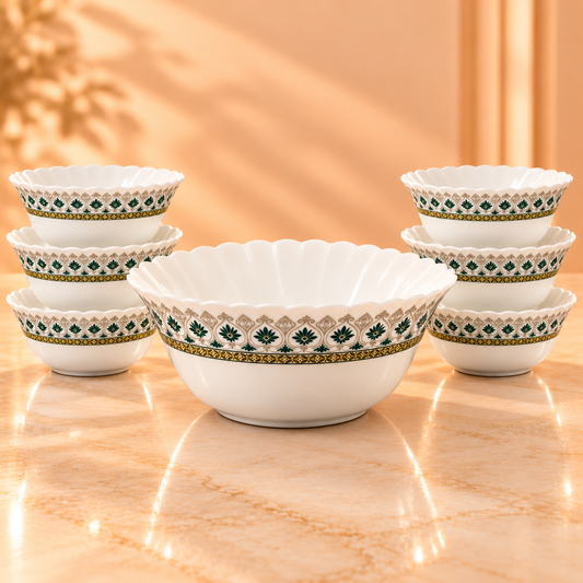 LARAH BOROSIL FLUTED  PUDDING SET 7PCS