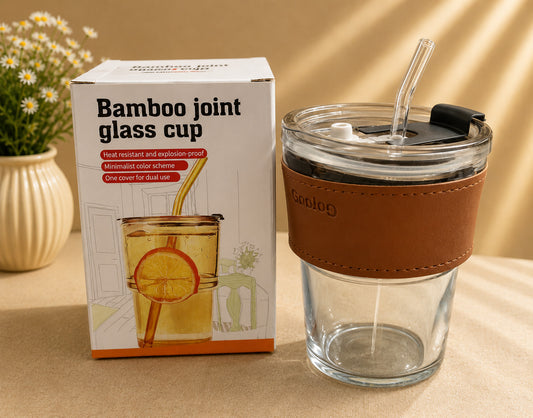 GLASS TUMBLER W/STROW