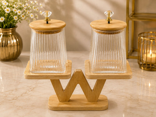 ADDOX GLASS JAR 2PCS W/STAND